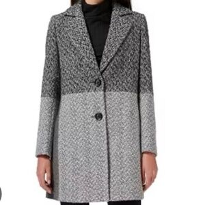 Sam Edelman Houndstooth Colorblock Gray Wool 2 Button Coat NWT Size 4